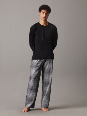 black pants pyjama set - ck established for men calvin klein