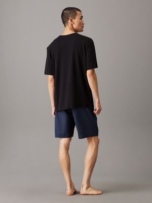 black beauty top / ink bottom shorts pyjama set - ck established for men calvin klein