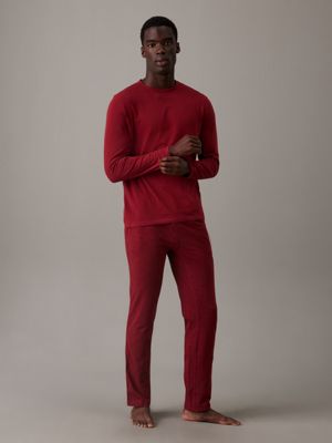 red pants pyjama set - modern cotton for men calvin klein