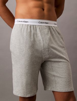 grey heather lounge shorts - icon cotton stretch for men calvin klein