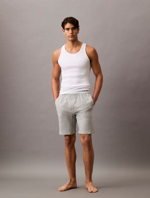 grey heather lounge shorts - icon cotton stretch for men calvin klein