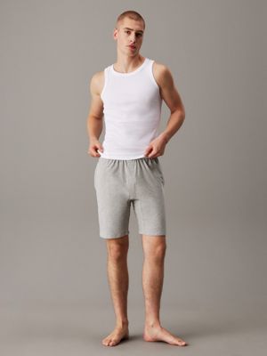 grey heather lounge shorts - icon cotton stretch for men calvin klein