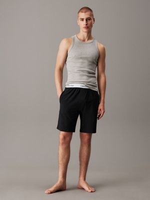 black lounge shorts - icon cotton stretch for men calvin klein