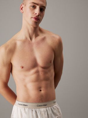 diamond logo_oatmeal heather lounge shorts - icon cotton stretch for men calvin klein