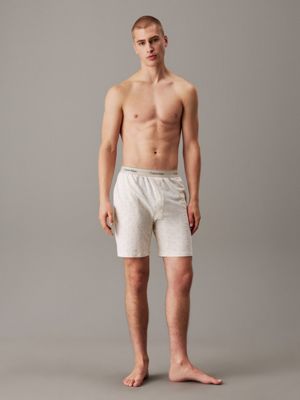 diamond logo_oatmeal heather lounge shorts - icon cotton stretch for men calvin klein