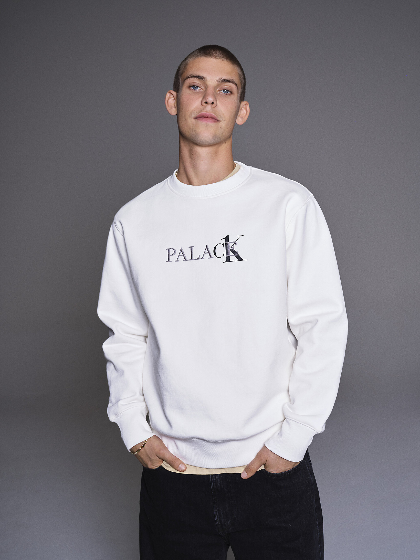 Mサイズ CK1 Palace クルーネック スウェットシャツ Calvin Klein 