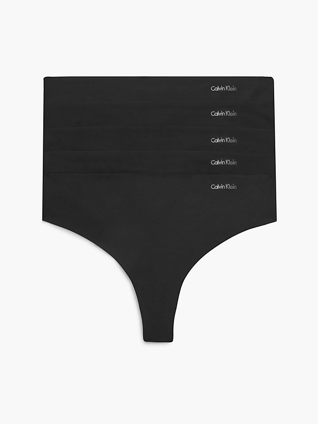 ck black 5 pack thongs - invisibles for women calvin klein