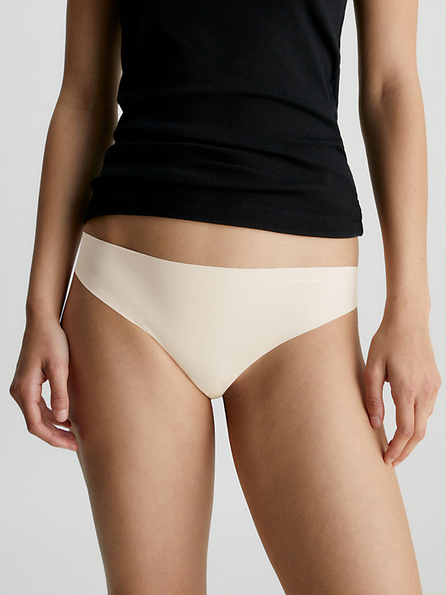 beige 5 pack thongs - invisibles for women calvin klein