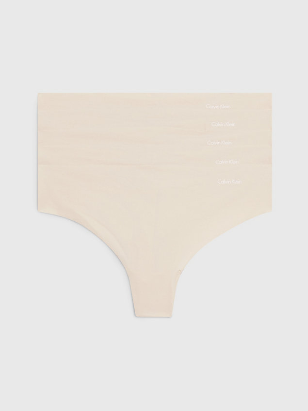 beige 5 pack thongs - invisibles for women calvin klein