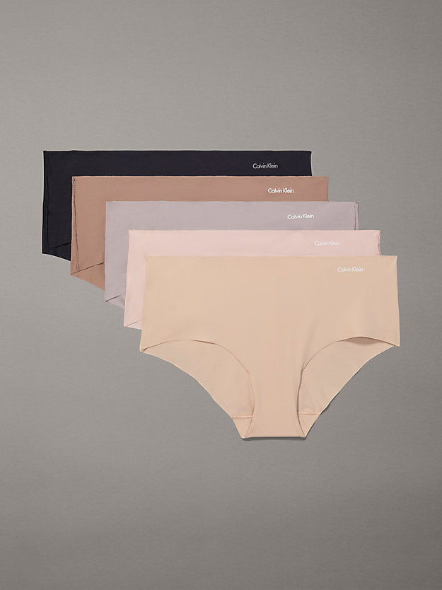 blk/cavernstone/grysand/subd/cedar 5 pack hipster panties - invisibles for women calvin klein