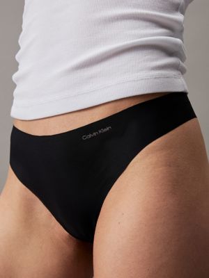 black/ivory/flint stone 3 pack thongs - invisibles for women calvin klein