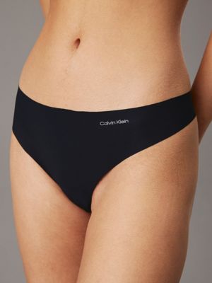 blk smk lg/sbdd ivory lg/ prrie pch 3 pack thongs - invisibles for women calvin klein