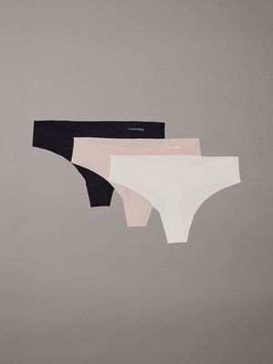 multi 3 pack thongs - invisibles for women calvin klein