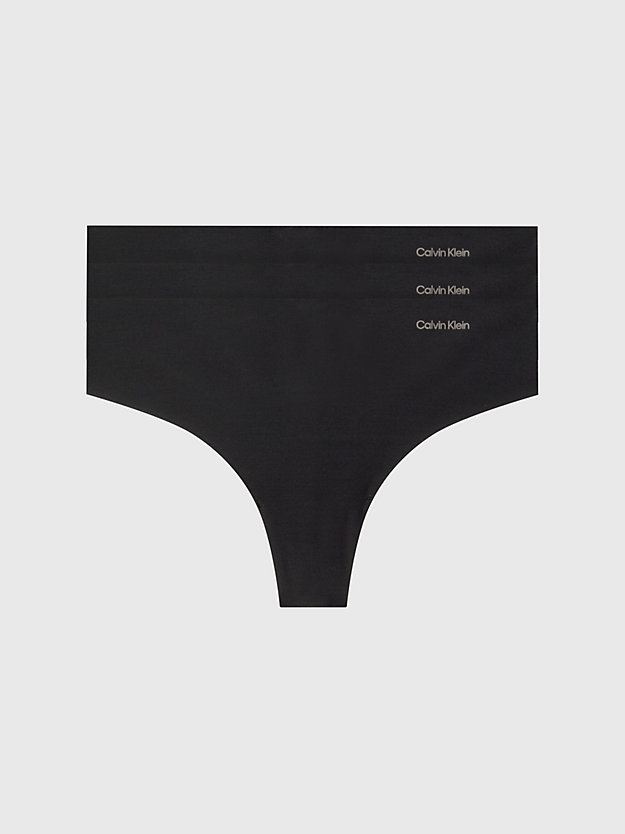 black/black/black 3 pack thongs - invisibles for women calvin klein