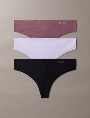 multi 3 pack thongs - invisibles for women calvin klein