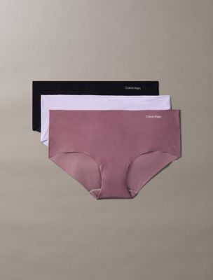 black/cinder/lilac quartz 3 pack hipster panties - invisibles for women calvin klein