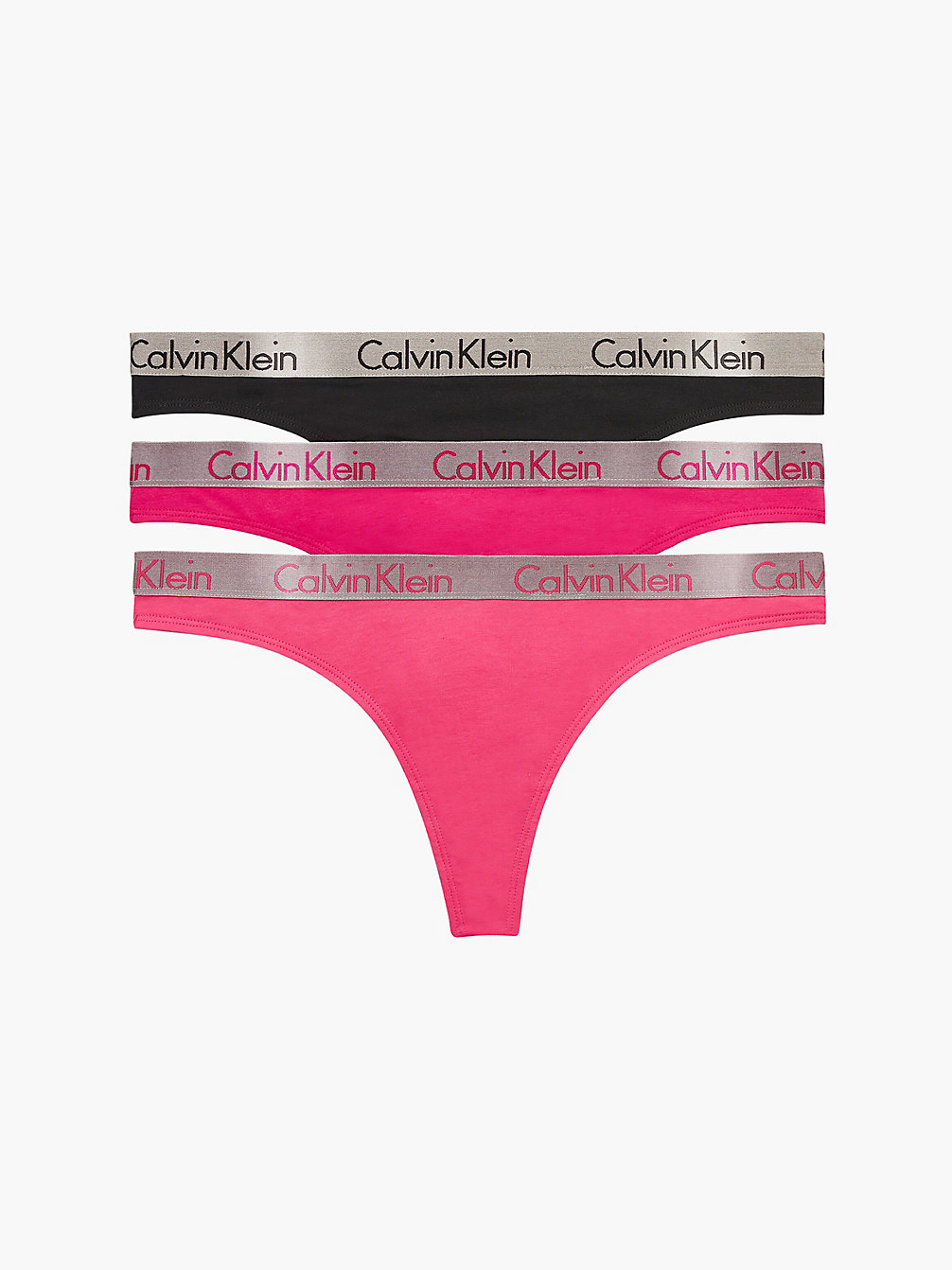 PINK SPLENDOR/BRIAR ROSE/BLACK 3 Pack Thongs - Radiant Cotton undefined women Calvin Klein