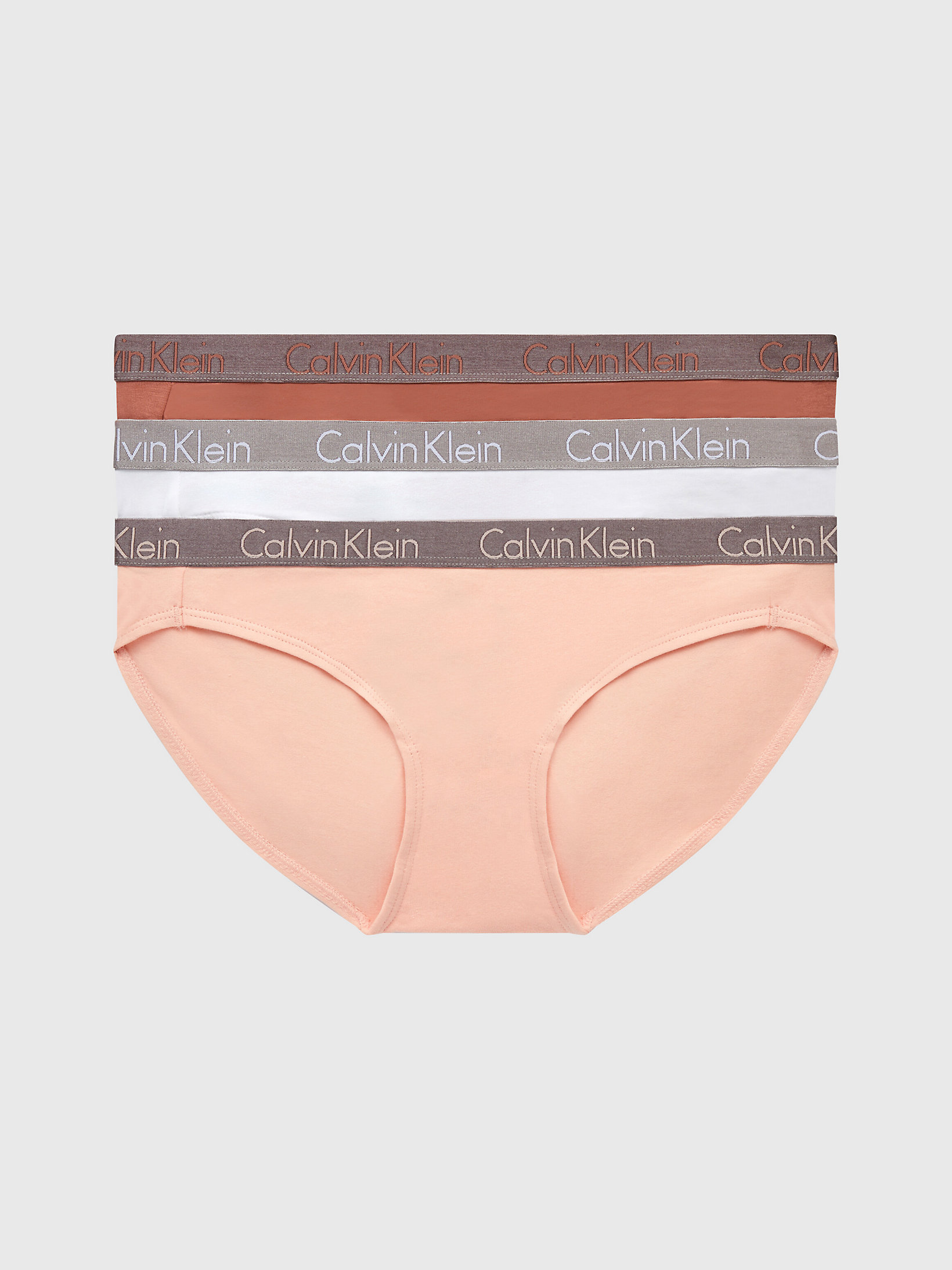 Sundown Orange/white/peach Melba 3 Pack Bikini Briefs - Radiant Cotton undefined women Calvin Klein