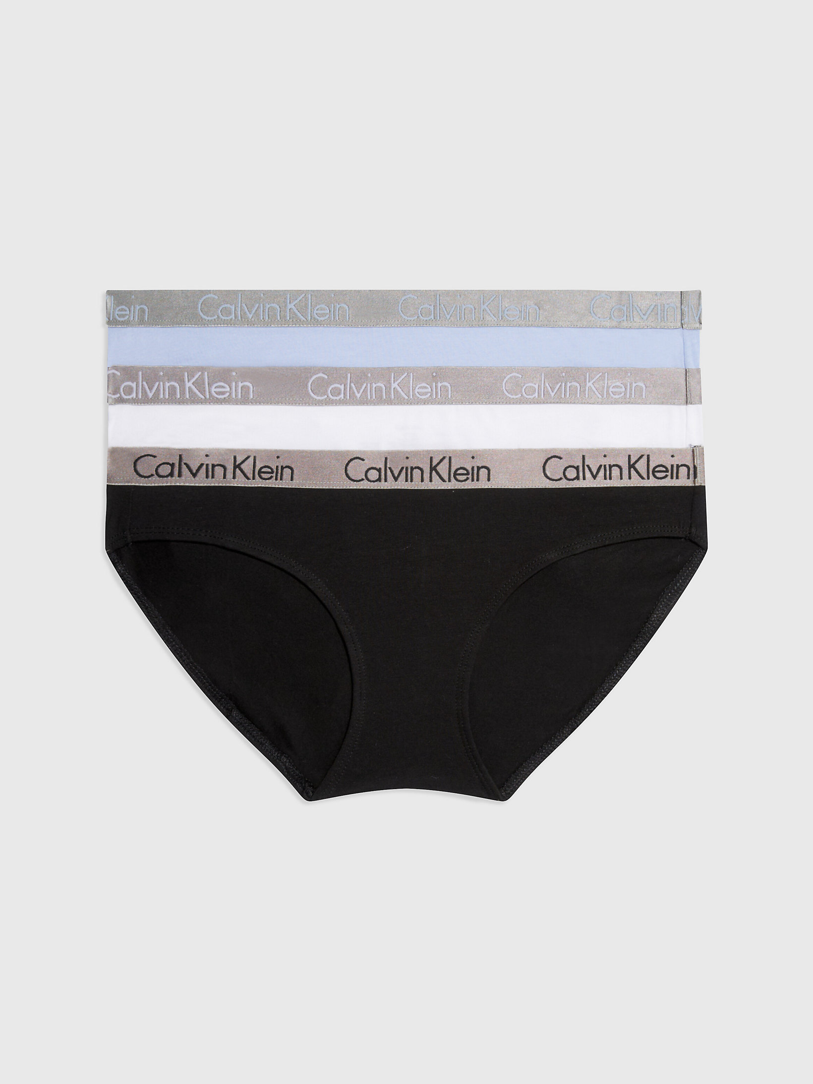Black/white/prepster Blue 3 Pack Bikini Briefs - Radiant Cotton undefined women Calvin Klein
