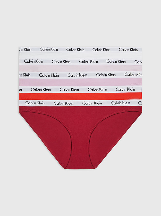 wt/pnk lvndr/lt lil/ppy rd/rd bd 5 pack bikini briefs - carousel for women calvin klein