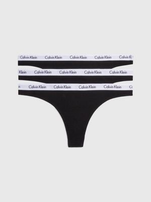 Calvin Klein Lot de 3 strings pour femme, Noir, Moyen : : Mode