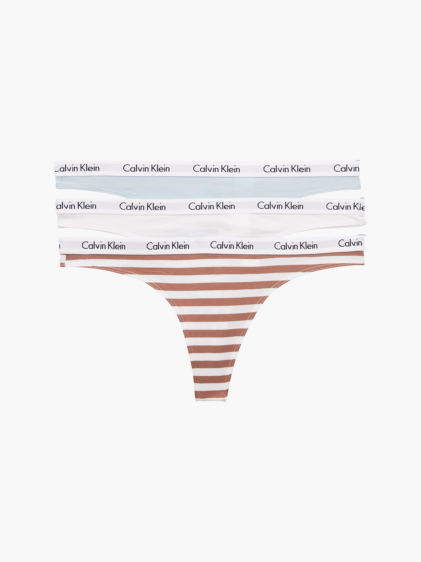 Blue/white/rainer Stripe_sandalwood 3 Pack Thongs - Carousel undefined women Calvin Klein