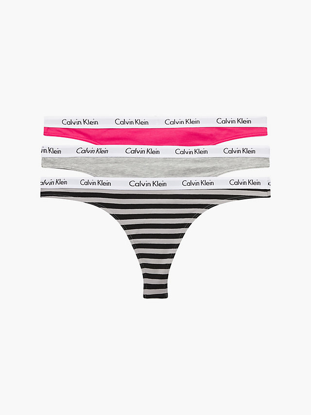 Pink/grey/rainer Stripe_silver 3 Pack Thongs - Carousel undefined women Calvin Klein