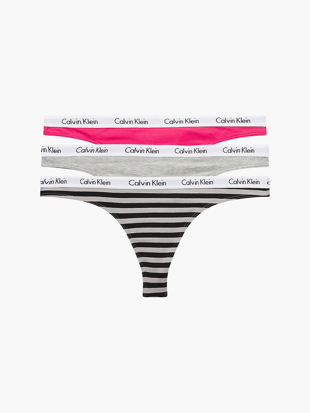 PINK/GREY/RAINER STRIPE_SILVER 3 Pack Thongs - Carousel undefined women Calvin Klein