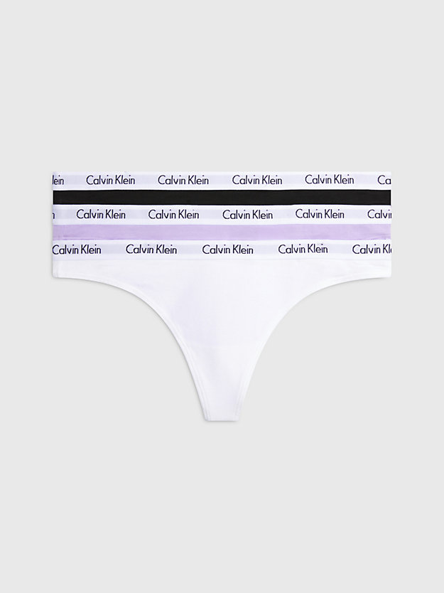 black/white/pastel lilac 3 pack thongs - carousel for women calvin klein
