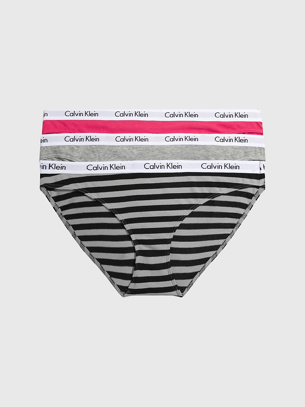PINK/GREY/RAINER STRIPE_SILVER 3 Pack Bikini Briefs - Carousel undefined women Calvin Klein