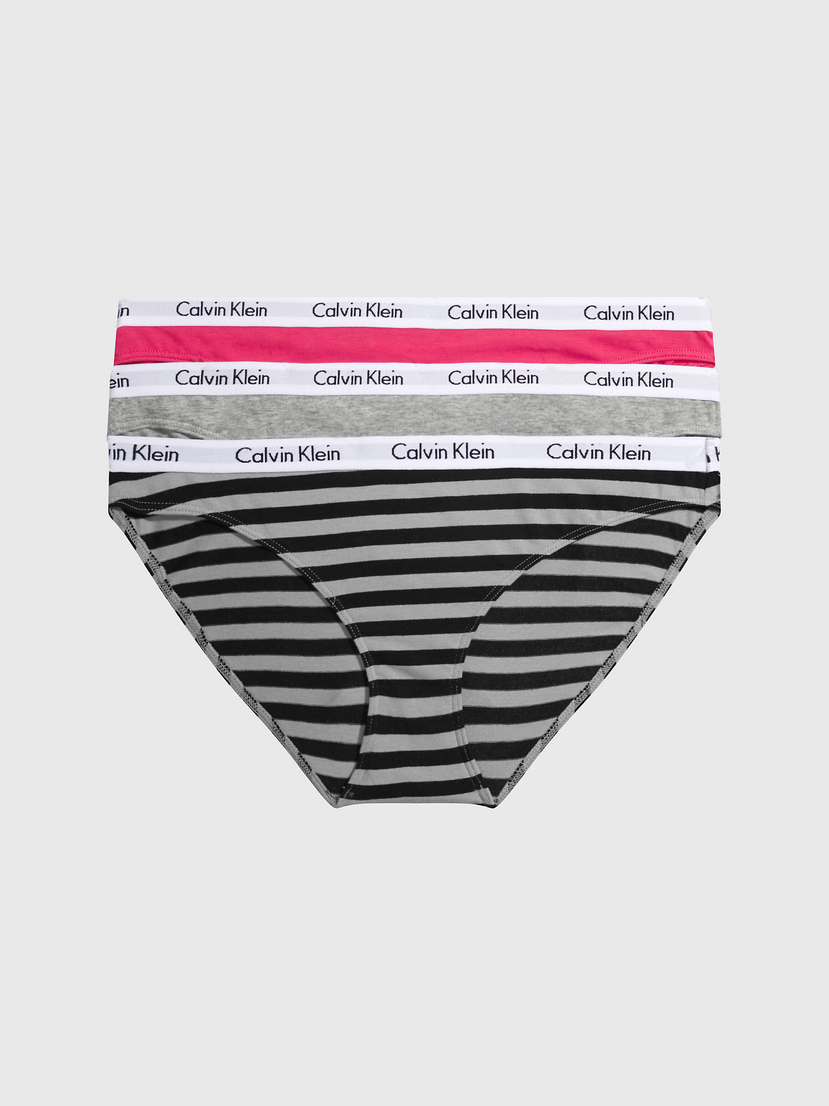 Pink/grey/rainer Stripe_silver 3 Pack Bikini Briefs - Carousel undefined women Calvin Klein