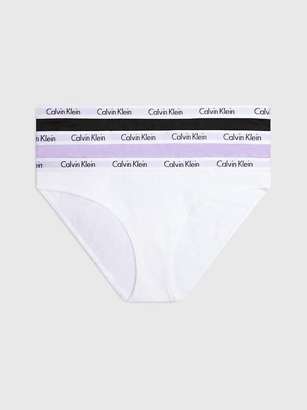 black/white/pastel lilac 3 pack bikini briefs - carousel for women calvin klein