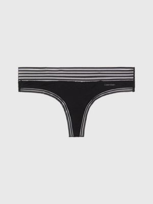  Calvin Klein Women`s Thongs 3 Pack (Black(QP2141-906