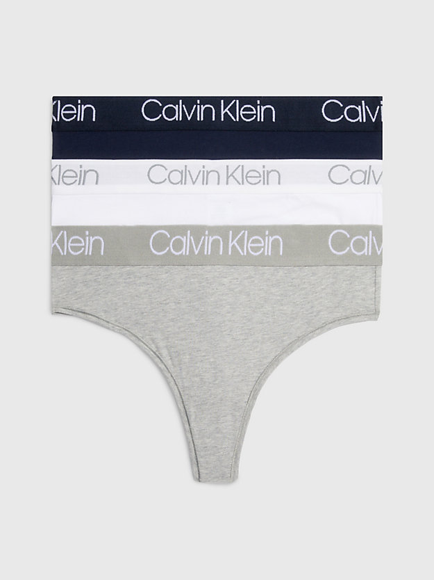 GREY / WHITE / BLUE 3 Pack High Waisted Thongs - Body for women CALVIN KLEIN
