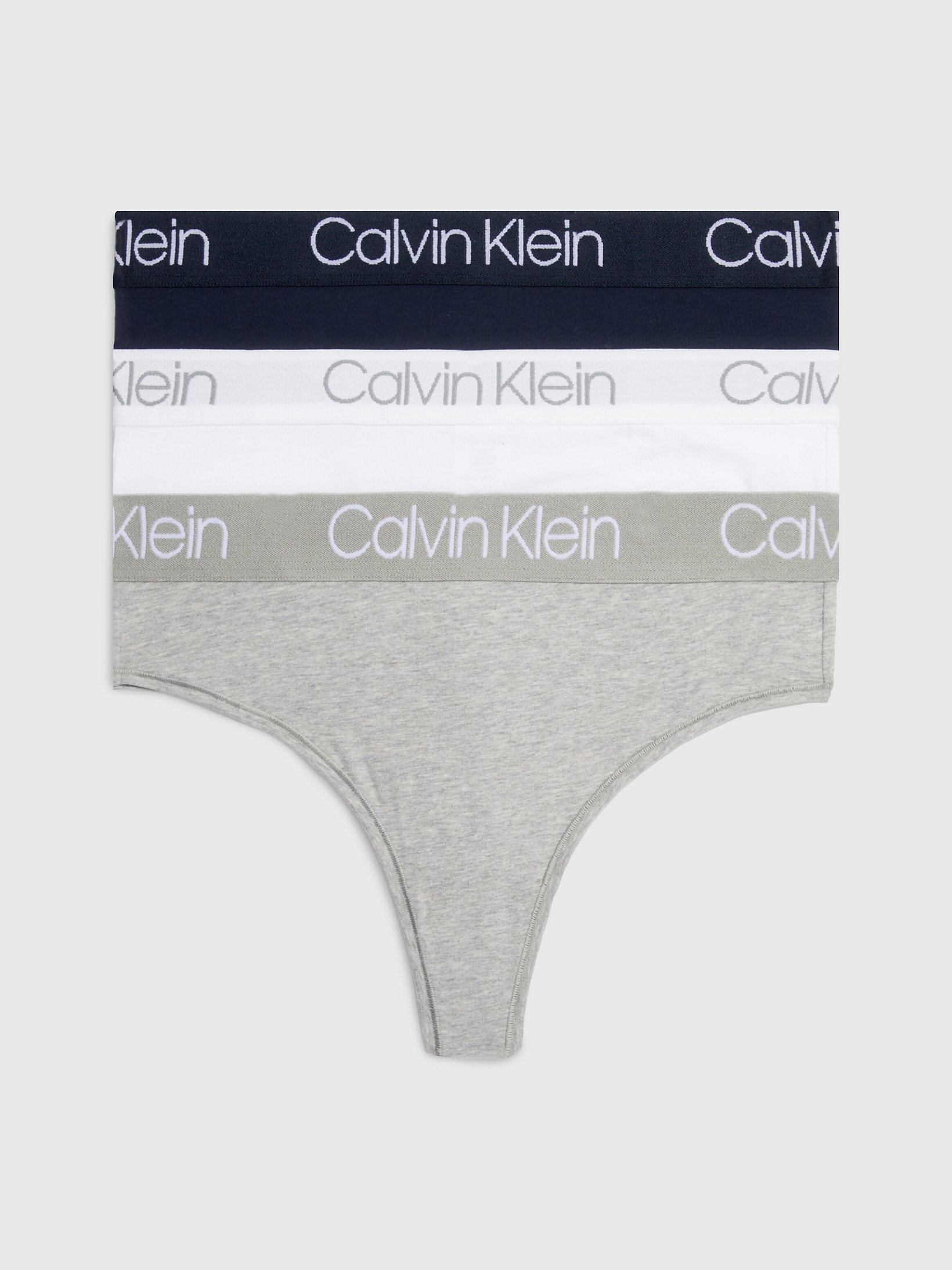 Grey / White / Blue 3 Pack High Waisted Thongs - Body undefined women Calvin Klein