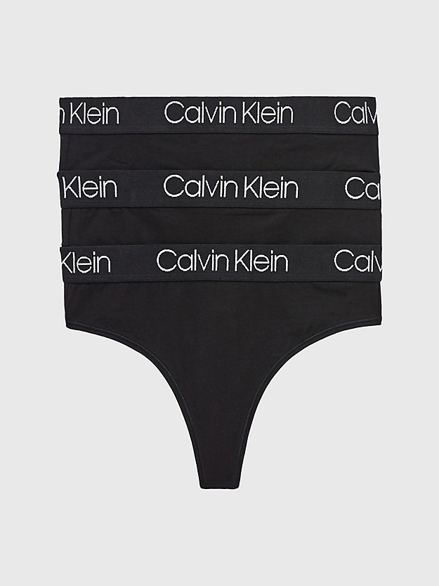 BLACK/BLACK/BLACK 3 Pack High Waisted Thongs - Body for women CALVIN KLEIN