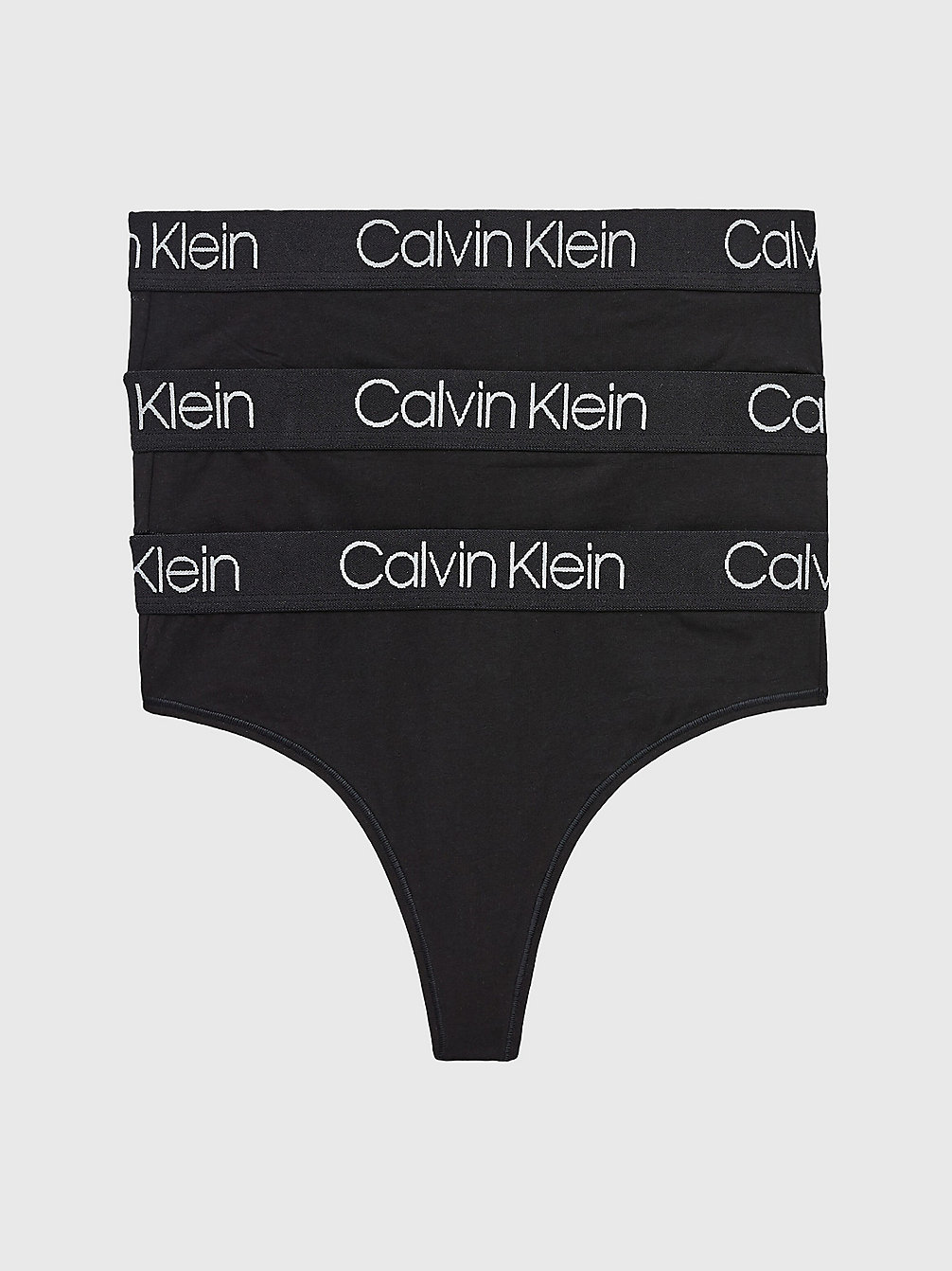 BLACK/BLACK/BLACK 3 Pack High Waisted Thongs - Body undefined women Calvin Klein