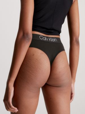 Calvin Klein Womens Body High Waist Thong Black