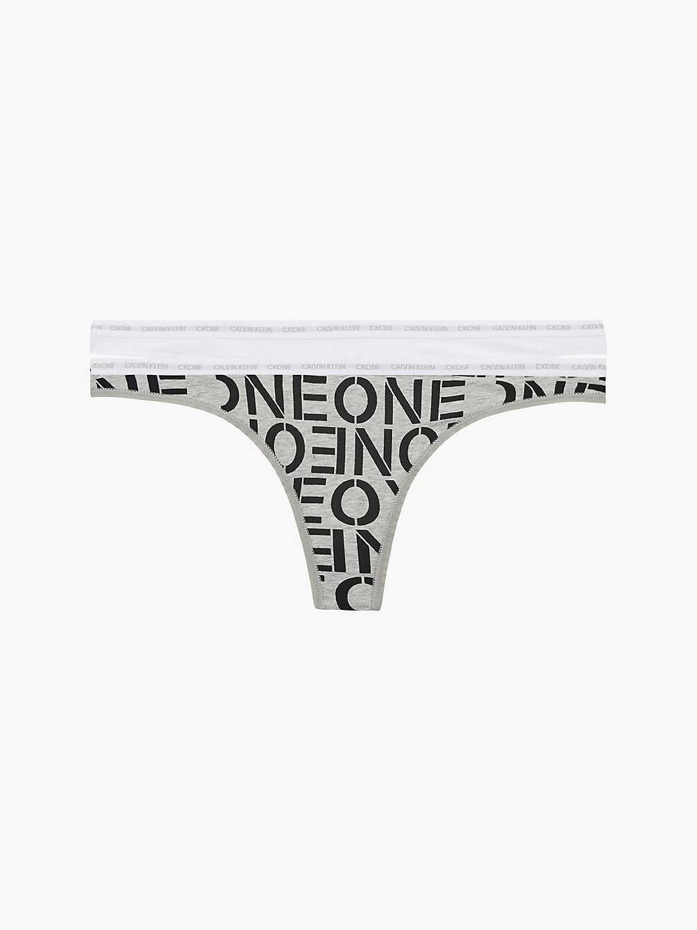 WHITE/STENCIL ONE_GREY HEATHER 2 Pack Thongs - CK One undefined women Calvin Klein