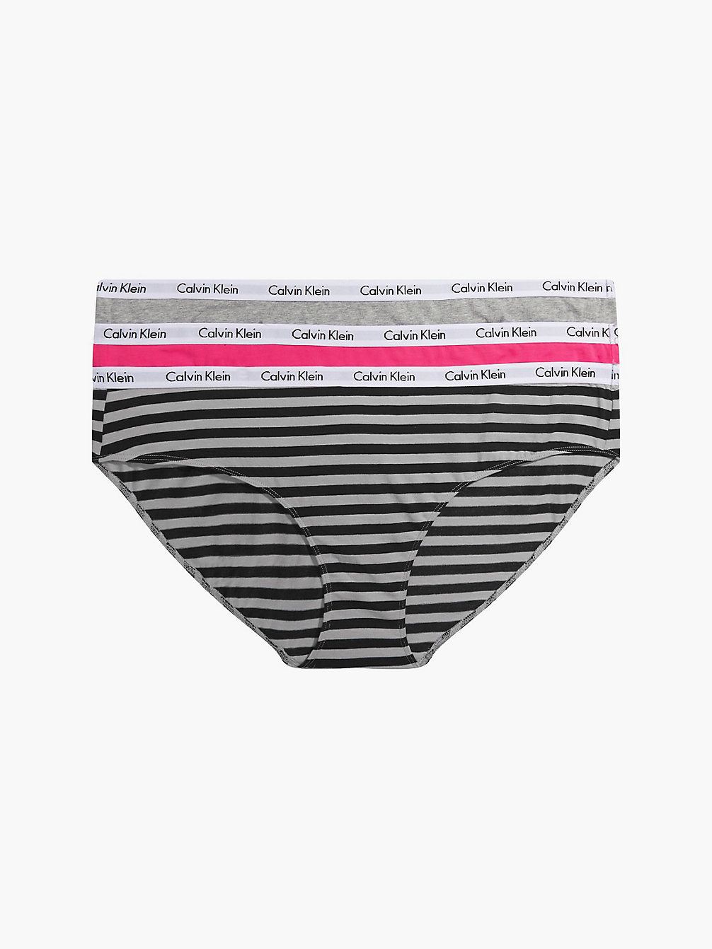 PINK/GREY/RAINER STRIPE_SILVER 3-Pack Grote Maat Bikini Slips - Carousel undefined dames Calvin Klein