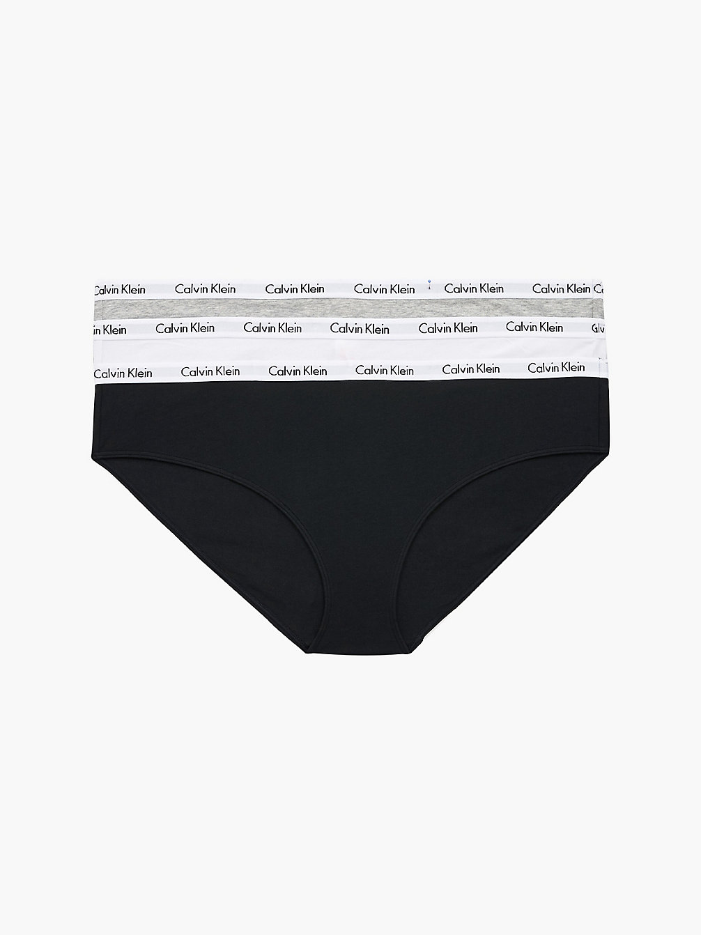 BLACK/WHITE/GREY HEATHER 3-Pack Grote Maat Bikini Slips - Carousel undefined dames Calvin Klein
