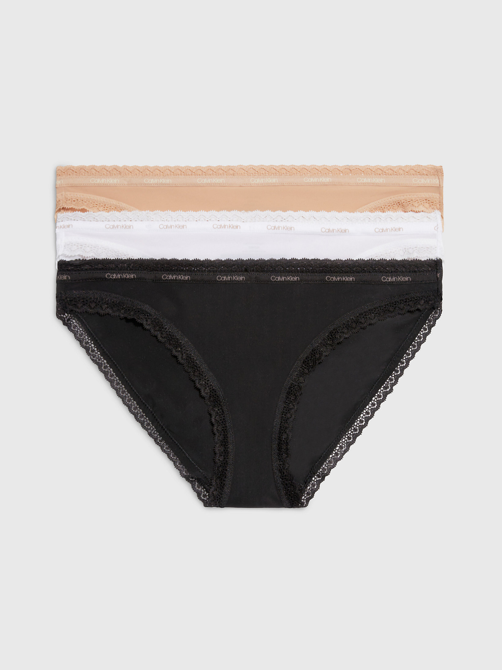 Black/white/honey Almond 3 Pack Bikini Briefs - Bottoms Up undefined women Calvin Klein