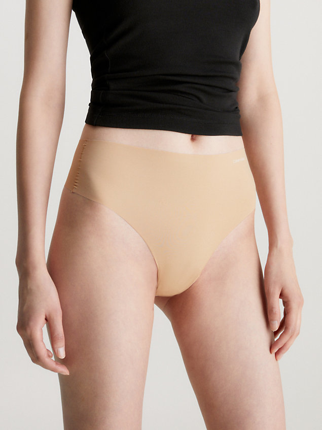 beige high waisted thong - invisibles for women calvin klein