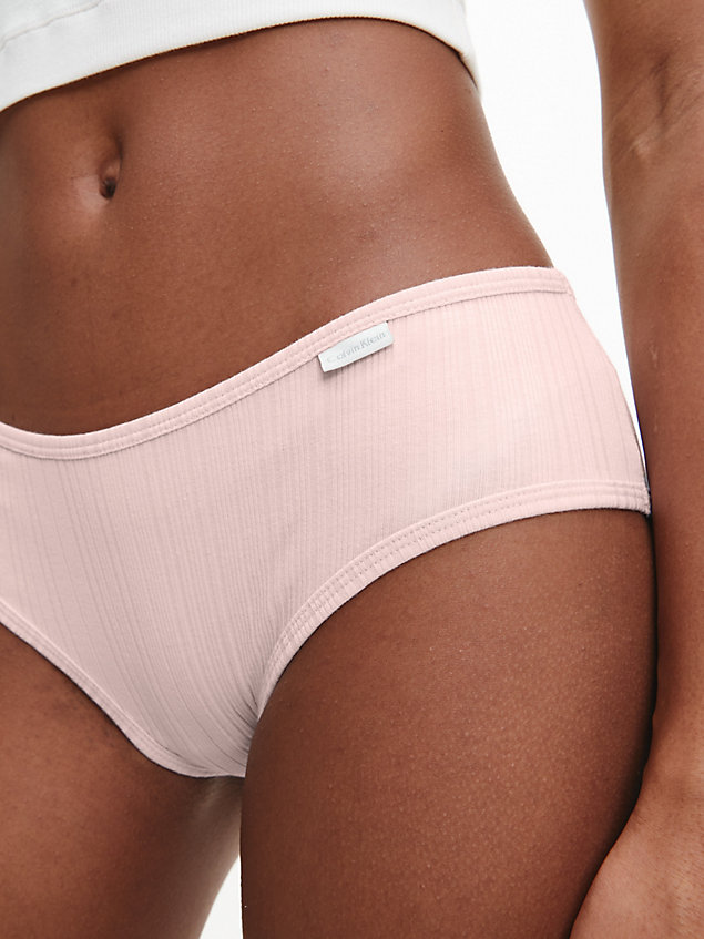 pink hipster panty - pure ribbed for women calvin klein
