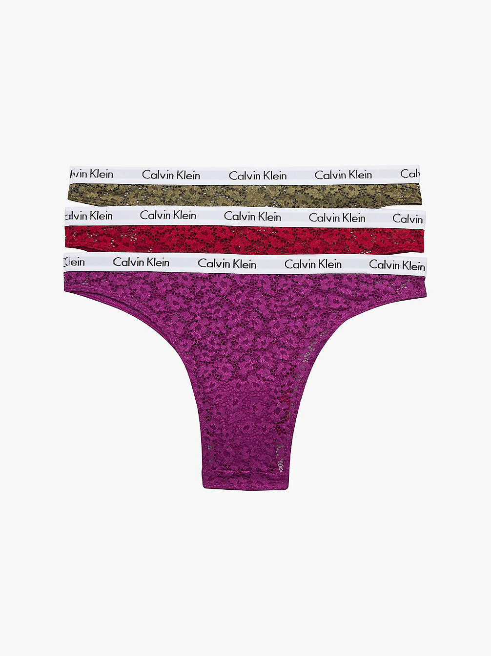 INTENSE PLUM/RED CARPET/OLIVE 3er-Pack Brazilian Slips – Carousel undefined Damen Calvin Klein