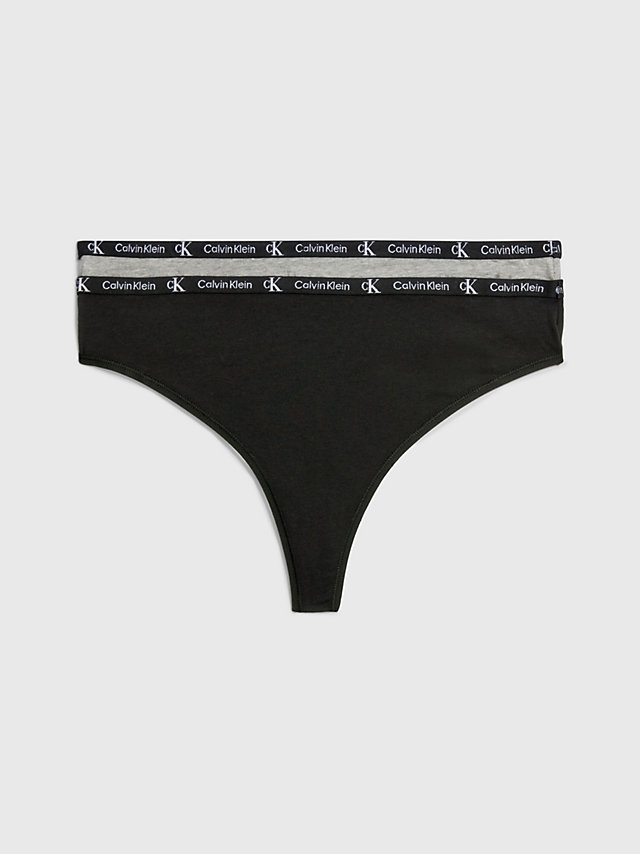 Black / Grey Heather 2 Pack Thongs - Ck96 undefined women Calvin Klein
