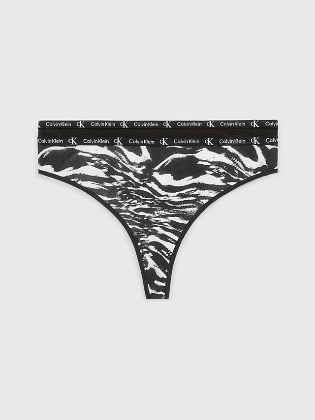 Black/tiger Print 2 Pack Thongs - Ck96 undefined women Calvin Klein