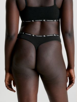 BLACK/MORNING YELLOW 2 Pack Thongs - CK96 for women CALVIN KLEIN