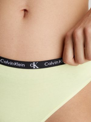 black/bright leaf 2 pack thongs - ck96 for women calvin klein
