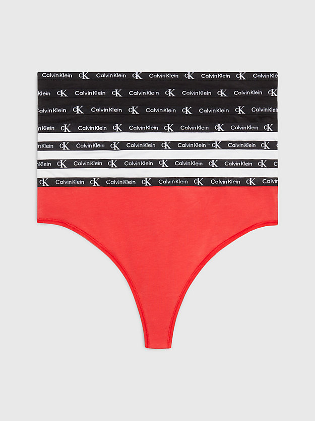 blk/wht/red combo 7 pack thongs - ck96 for women calvin klein